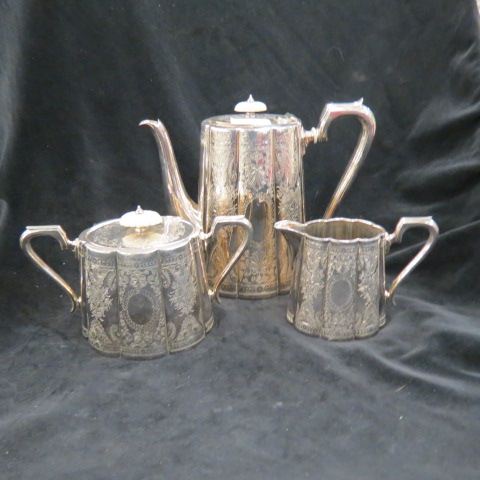 Appraisal: English Silverplate Tea or Coffee Service pot creamer sugar ivory