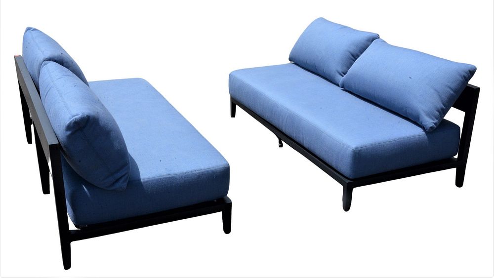 Appraisal: Two Piece Sectional Outdoor Set having possibly Sunbrella cushions along