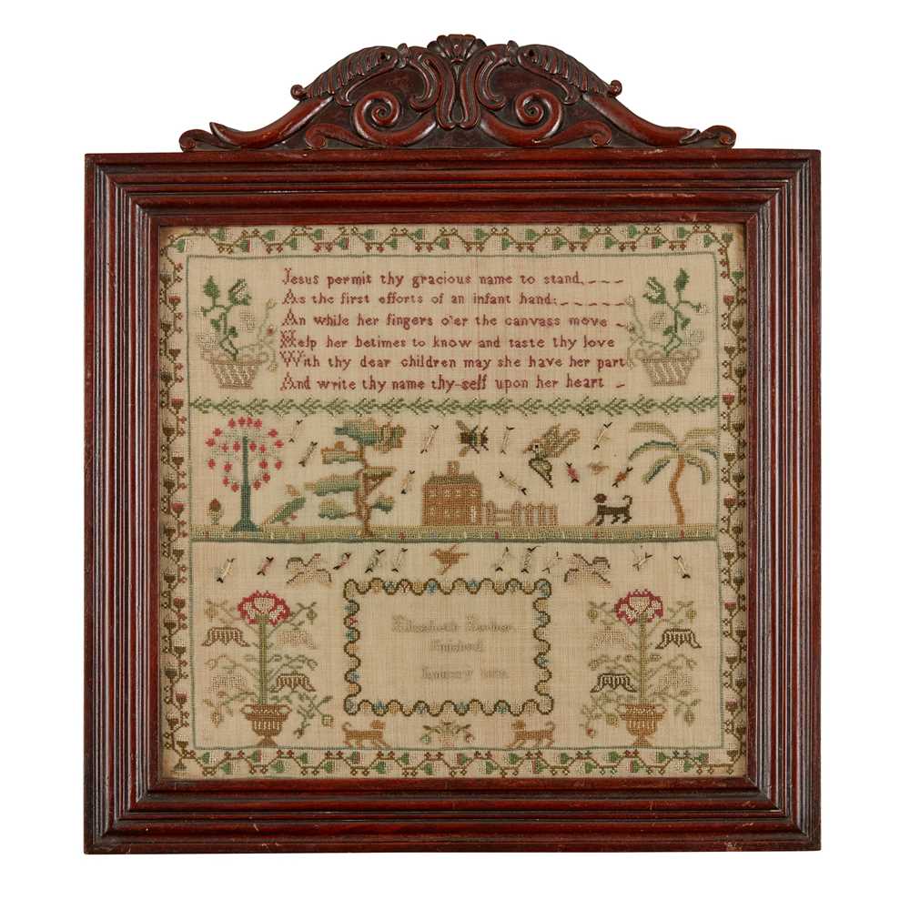 Appraisal: REGENCY NEEDLEWORK SAMPLER BY ELIZABETH BARBER DATED worked in silk