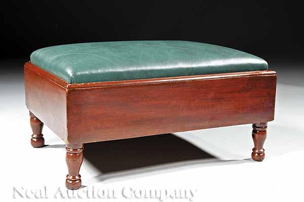 Appraisal: A Late Federal Mahogany Footstool c rectangular top with green