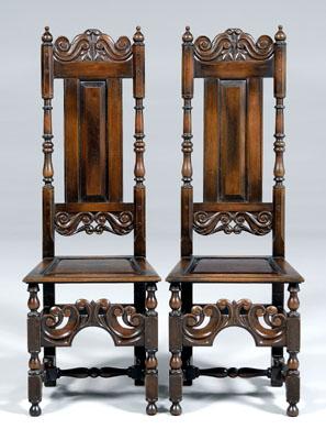 Appraisal: Pair William and Mary style chairs in the Flemish taste