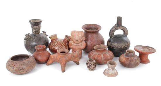 Appraisal: Pre-Columbian style pottery probably th century vases vessels and figures