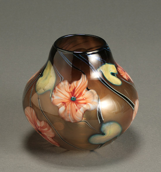 Appraisal: Charles Lotton 'Multi Flora' Glass Vase Dated Having an amber