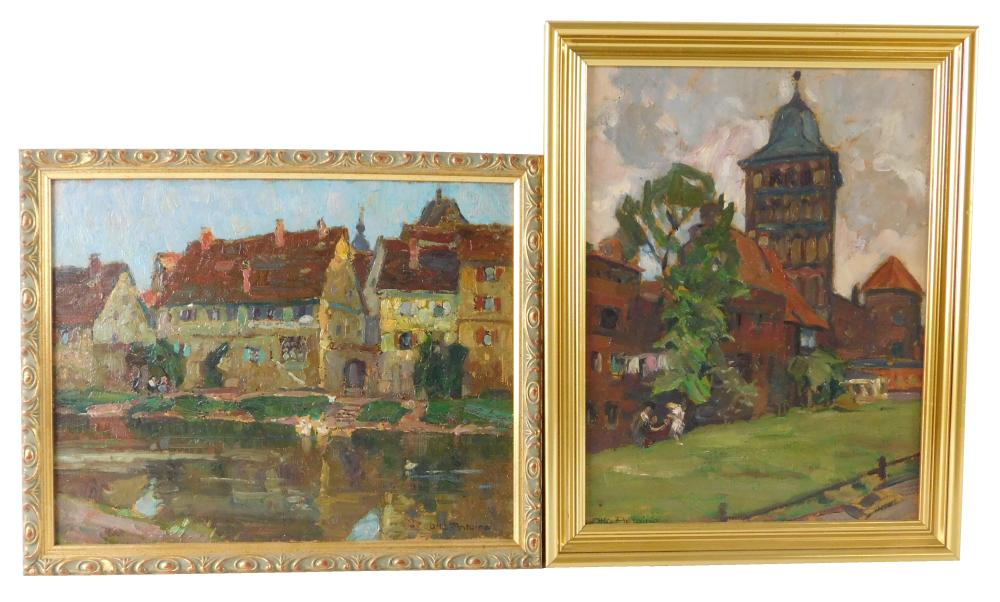 Appraisal: Otto Antoine German - two oils on panel the first