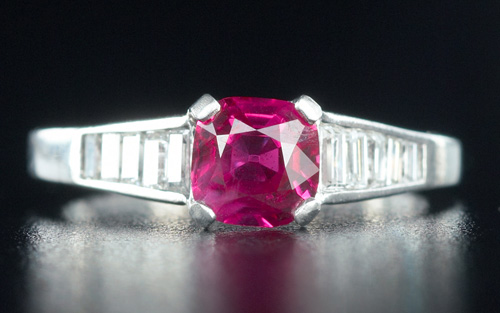 Appraisal: Tiffany Co Art Deco ruby and diamond ring in pt