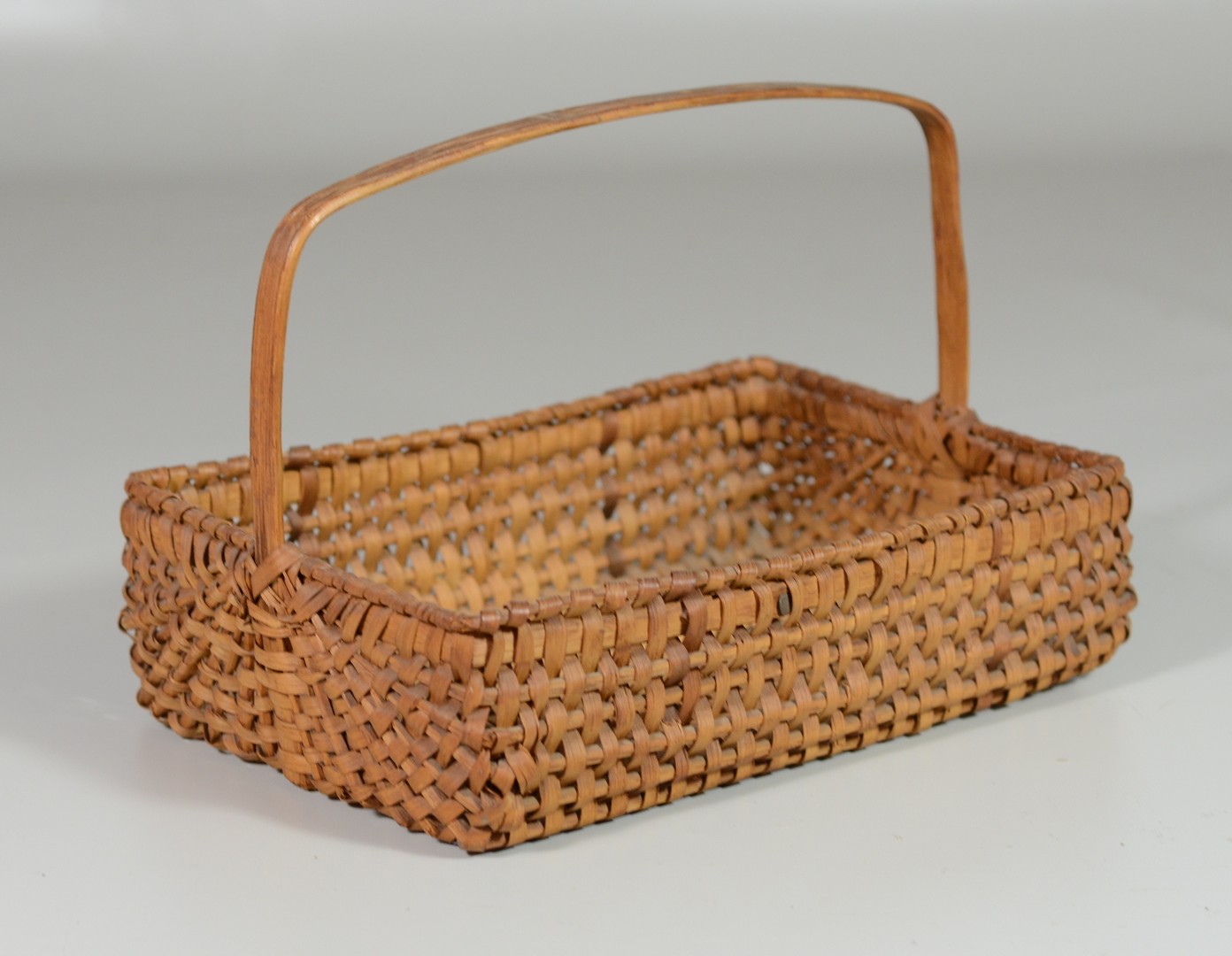 Appraisal: Low Rectangular Splint Basket with side to side handle w