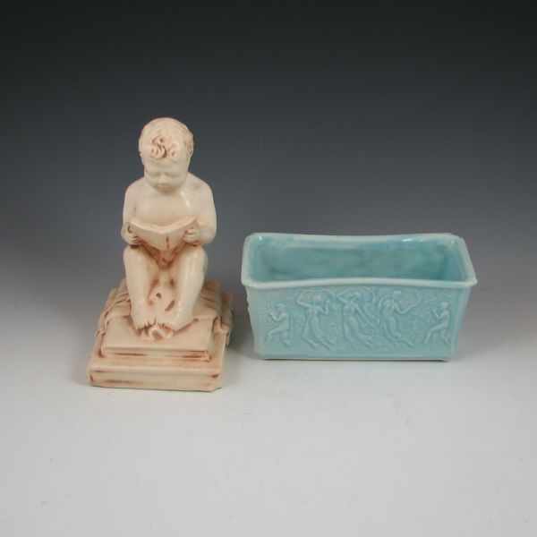 Appraisal: Little Boy Figurine with Weller Box Planter figurine is ivory