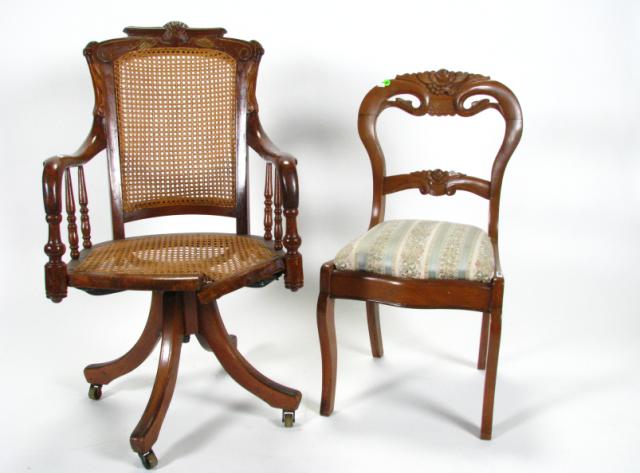 Appraisal: Carved walnut Victorian side chair with upholstered seat and Eastlake