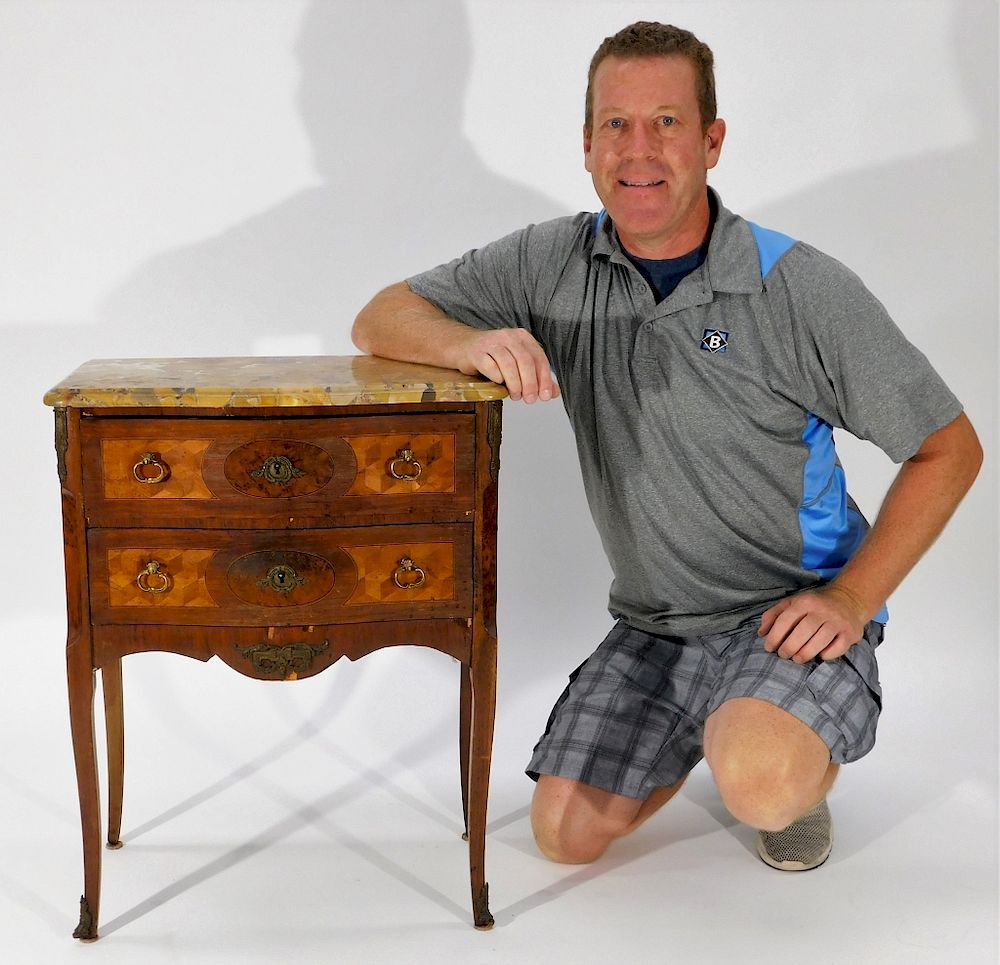 Appraisal: C French Marquetry Inlaid Drawer End Table France th Century