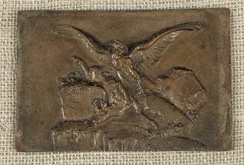 Appraisal: Barye bronze plaque h w together with a bronze figural