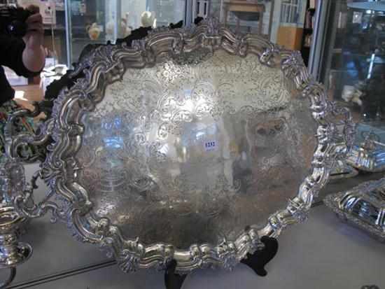 Appraisal: VICTORIAN SILVER PLATE TWO HANDLED TRAY