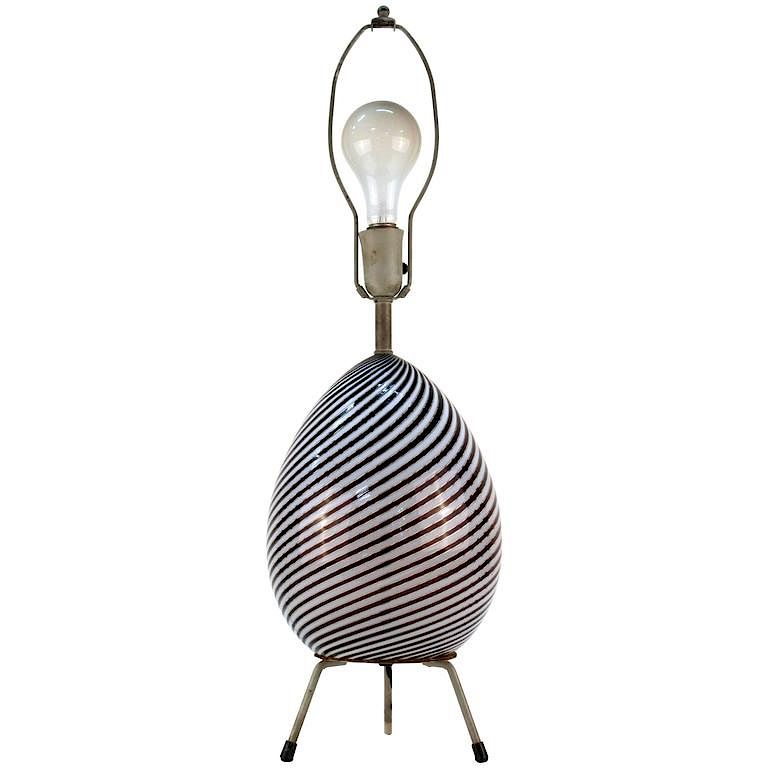 Appraisal: Venini Modern Murano Glass Egg Form Table Lamp Venini modern