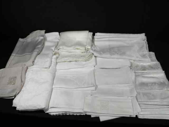 Appraisal: Lot of assorted estate linens organdy damask embroidery etc Includes