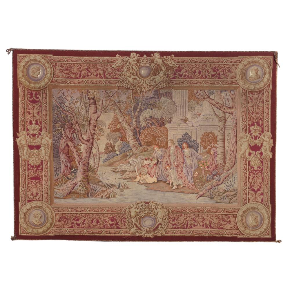 Appraisal: ANTIQUE FRANCO-FLEMISH BAROQUE STYLE NEEDLEPOINT PETITE POINT TAPESTRY BIBLICAL SCENE