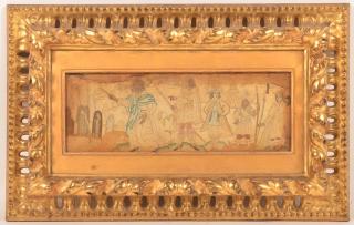 Appraisal: th Century Silk Embroidery Depicting Moses th Century Silk Embroidery