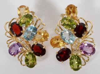 Appraisal: PERIDOT MULTICOLOR EARRINGS KT GOLD PERIDOT MULTICOLOR EARRINGS KT GOLD