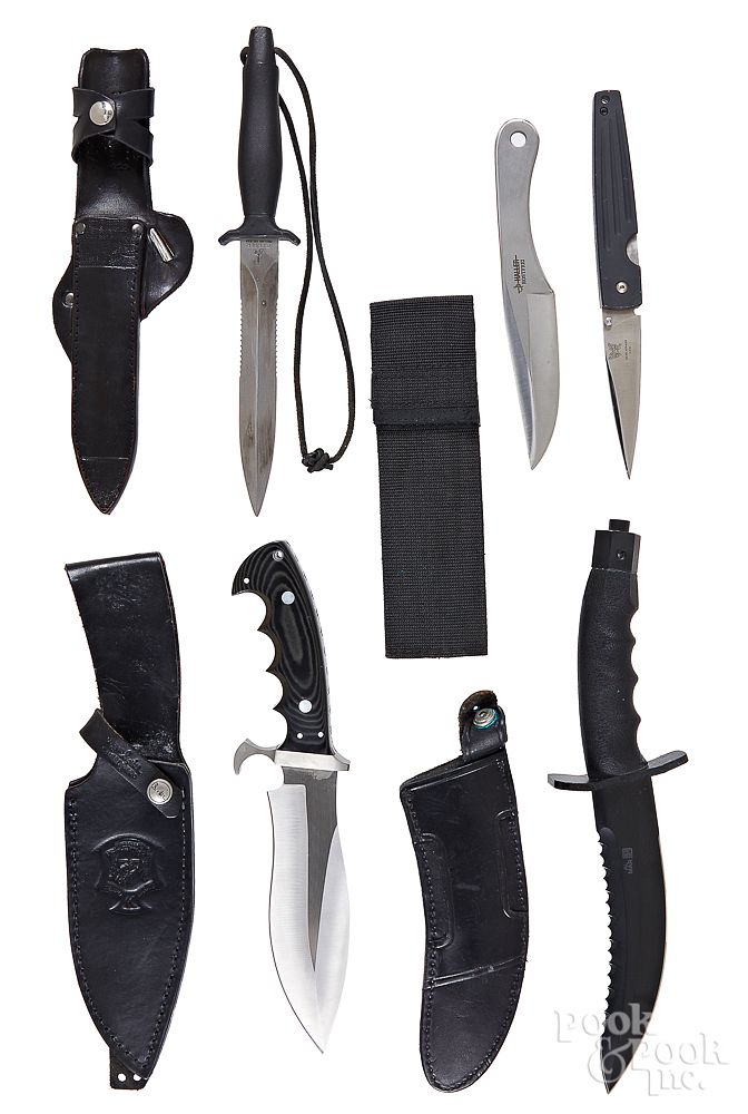 Appraisal: Five contemporary knives Five contemporary knives to include a Japanese