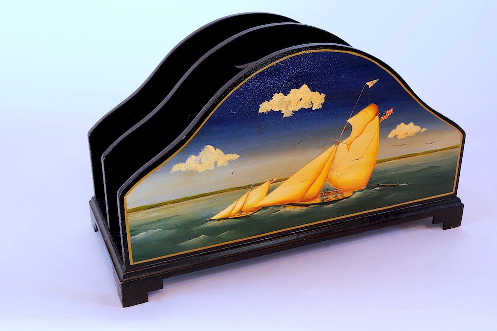 Appraisal: Hand Painted Magazine Rack Exclusive on Bidsquare Hand Painted Magazine