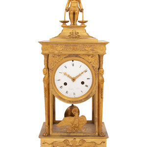 Appraisal: An Empire Gilt Bronze Figural Mantel Clock Thonissen Paris th