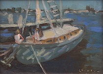 Appraisal: Bernard Lennon American - Sail Boat Oil on board signed