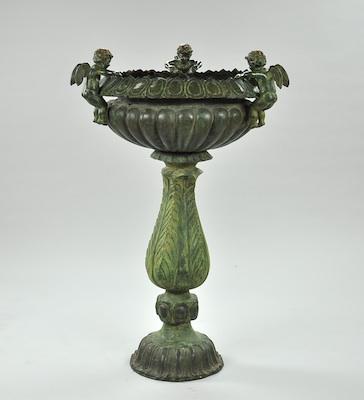 Appraisal: A Large Garden Jardinere Cast metal brass urn with a