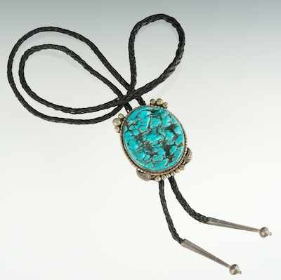 Appraisal: A Native American Sterling Silver and Seafoam Turquoise Bolo Tie