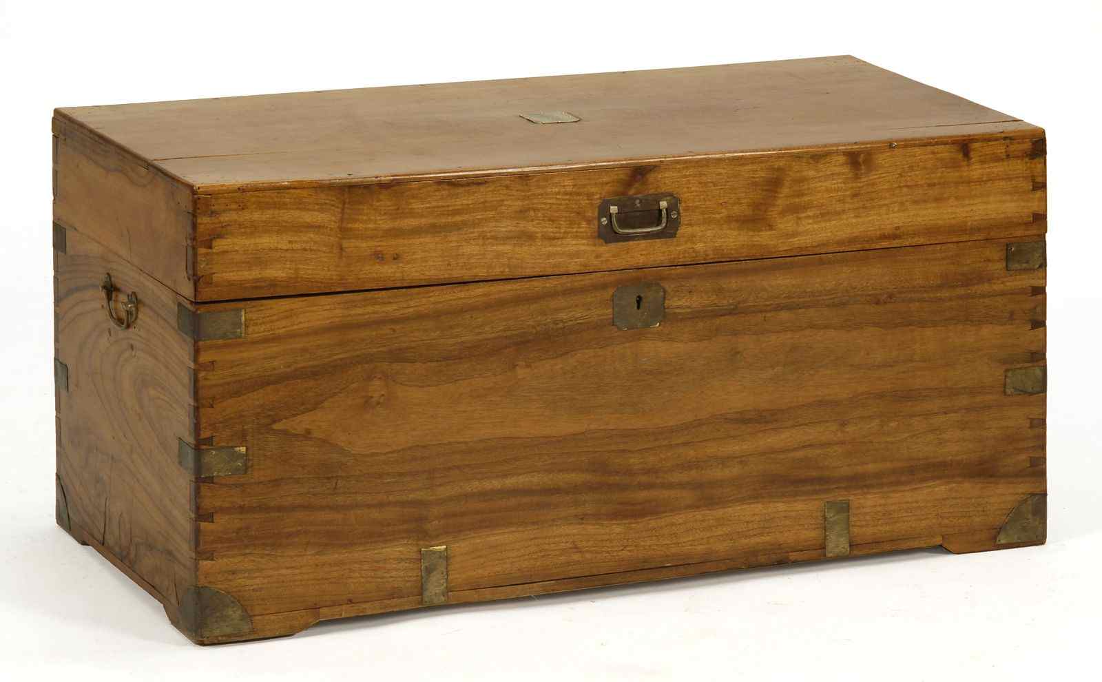 Appraisal: CHINA TRADE CAMPHORWOOD SEAMAN'S TRUNKMid- th CenturyWith brass bindings and