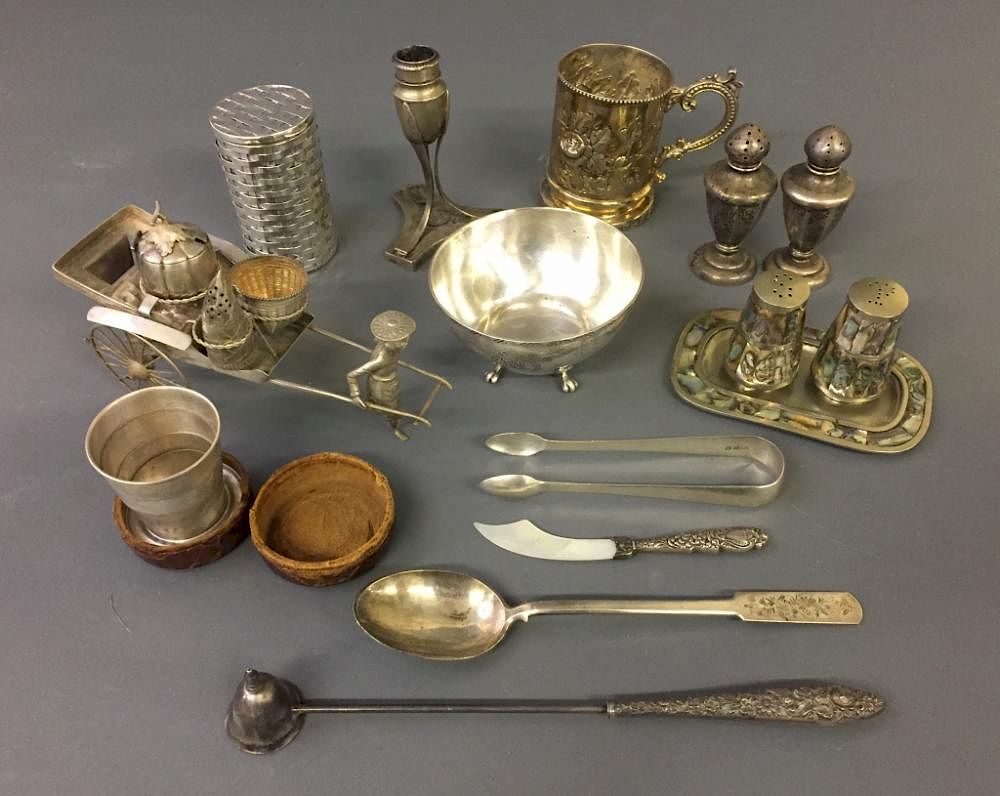 Appraisal: Silver and Silver Plate Grouping Silver and silver plate grouping