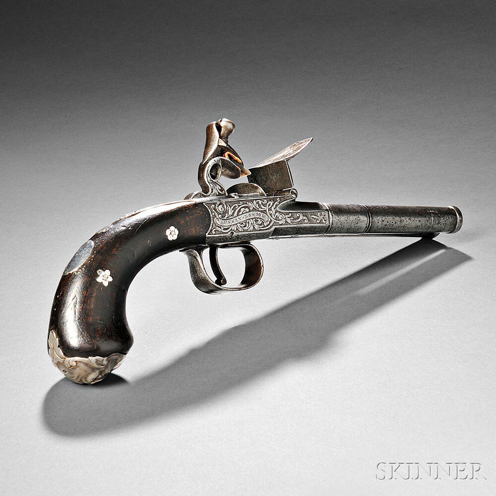 Appraisal: Boxlock Double Barrel Flintlock Pistol c mid to late th