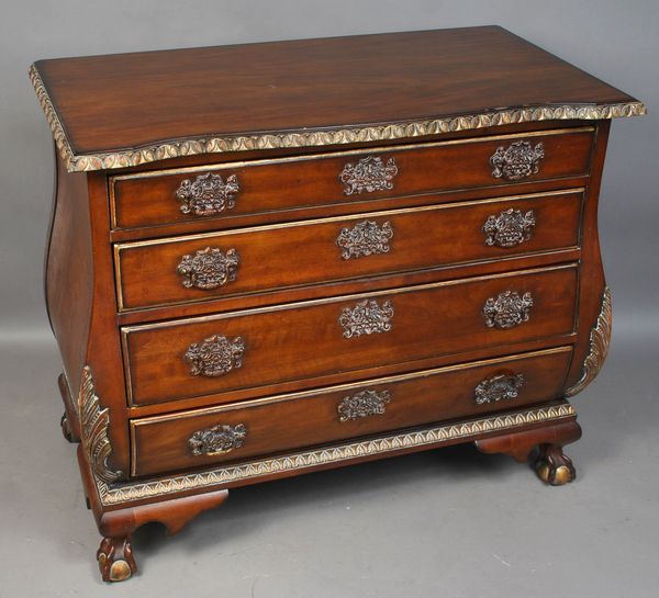 Appraisal: th Century custom Chippendale bombe chest h x w x