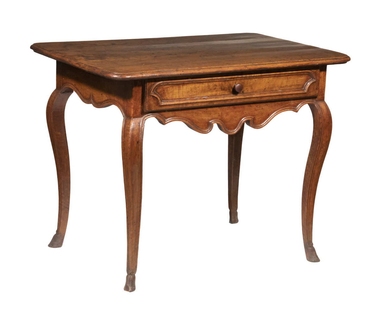 Appraisal: SMALL TH C FRENCH PROVINCIAL DESK Well-Scaled Walnut Louis XV