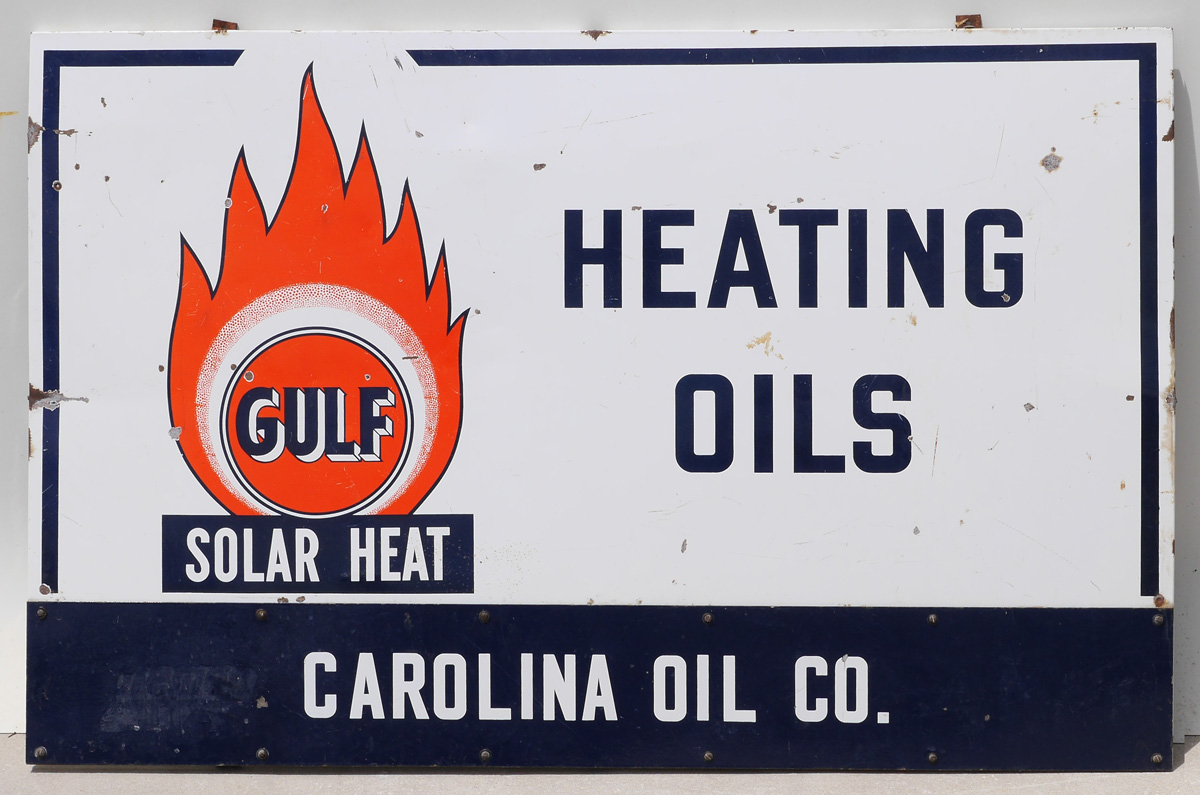 Appraisal: GULF SOLAR HEAT HEATING OIL ADVERTISING SIGN Large single sided