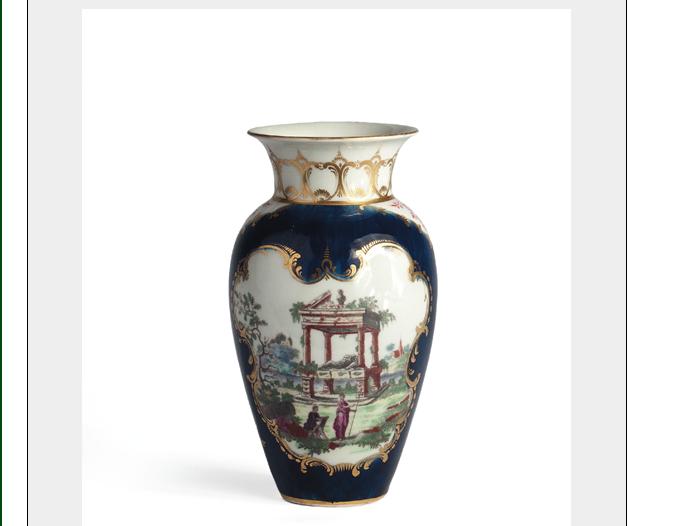 Appraisal: WORCESTER PORCELAIN BLUE-GROUND VASE CIRCA Height inches Est -