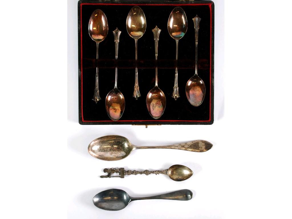 Appraisal: SET OF SIX EDWARDIAN SILVER TEASPOONS with fan shaped tops