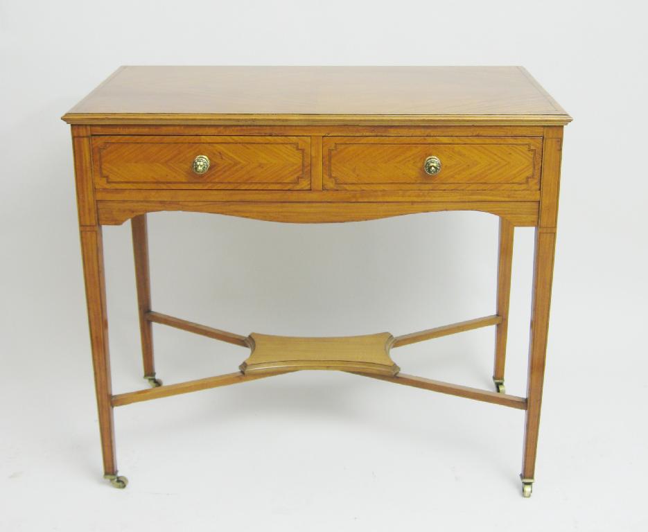 Appraisal: A th Century satinwood Side Table with quarter veneered top