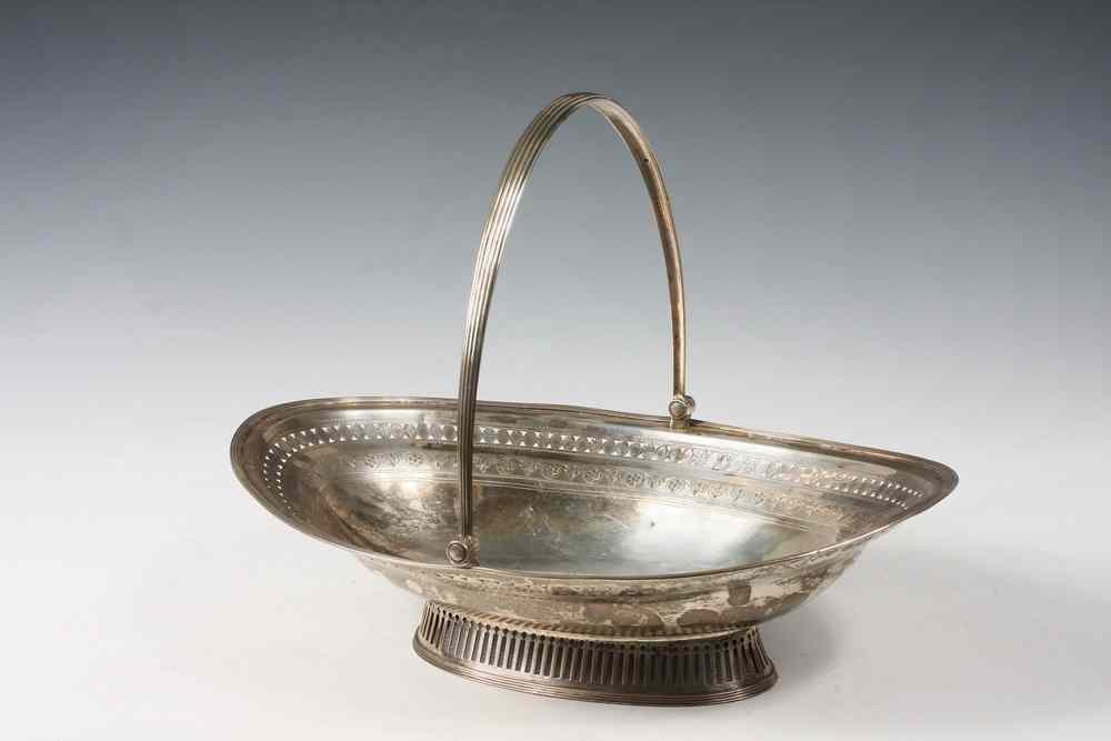 Appraisal: STERLING BASKET - English Sterling Silver Bridal Basket with swing