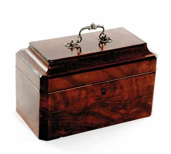 Appraisal: Georgian mahogany tea caddy th century rectangular coffered hinged lid