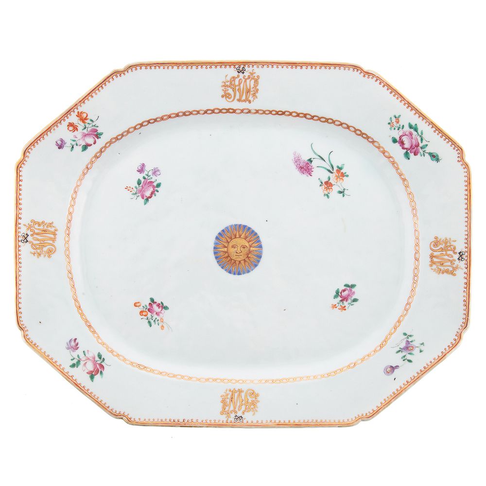 Appraisal: Chinese Export Armorial Platter Circa - possibly Portuguese Market octagonal