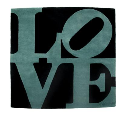 Appraisal: ROBERT INDIANA american b WINTER LOVE Wool rug signed R