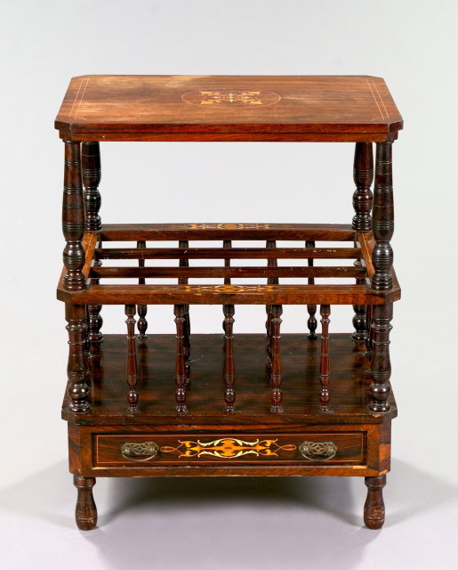 Appraisal: Edwardian Rosewood and Inlaid Canterbury late th century the top