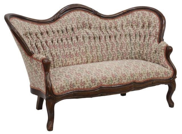 Appraisal: American Victorian parlor settee th c having rosewood frame foliate