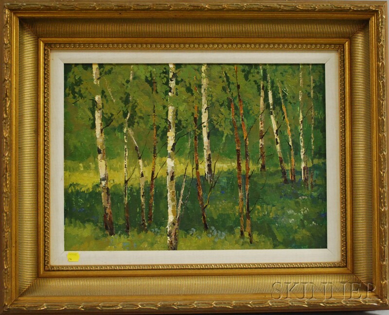 Appraisal: Attributed to Mark Kremer Russian b Birch Trees in Summer