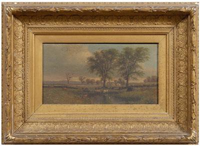 Appraisal: th century American School painting pastoral landscape with cows in