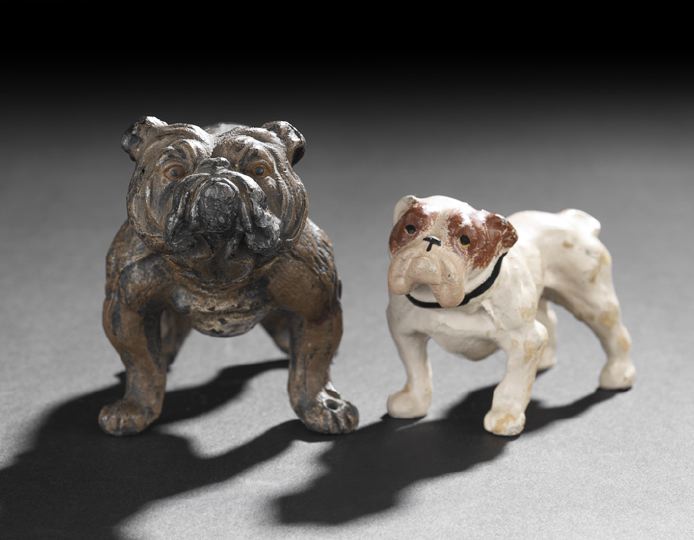 Appraisal: Two Cold-Painted Cast-Spelter Figures of Bulldogs first quarter th century