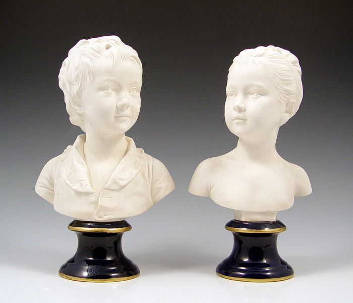 Appraisal: PAIR SEVRES BUSTS AFTER HOUDON Busts of Louise and Alexandre