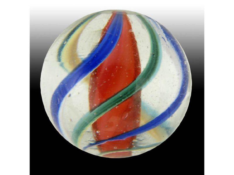 Appraisal: White Solid Core Marble with Red Transparent Glass Description ''