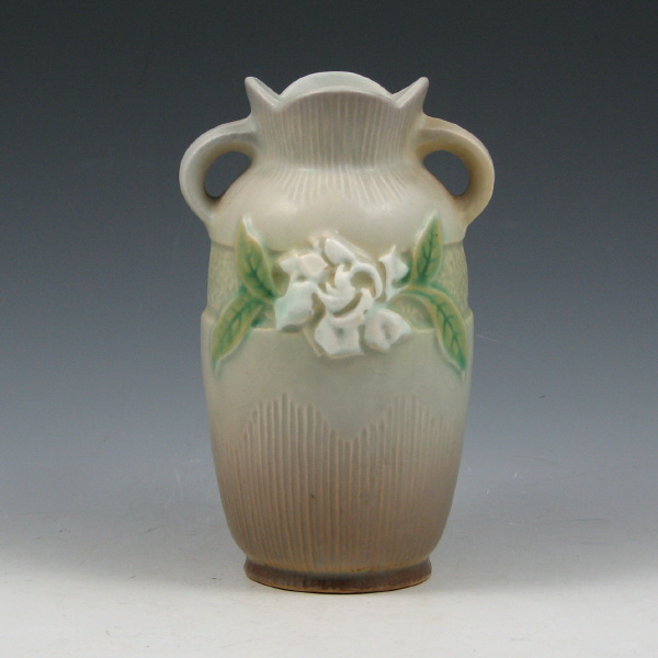 Appraisal: Roseville Gardenia vase in gray Marked Roseville USA - Repaired