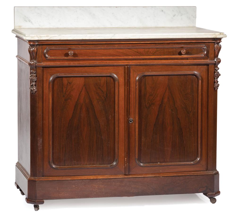 Appraisal: American Rosewood Washstand Alexander Roux New York shaped marble top