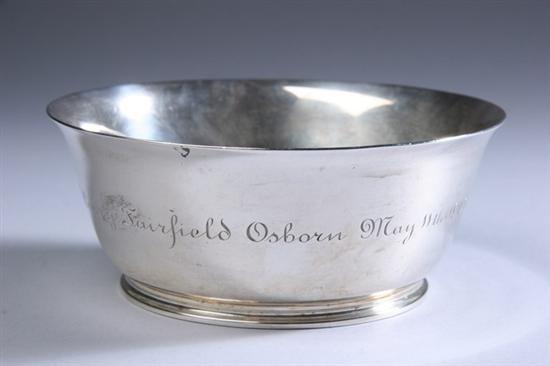 Appraisal: TIFFANY CO STERLING SILVER BOWL Circa pattern Body engraved Fairfield