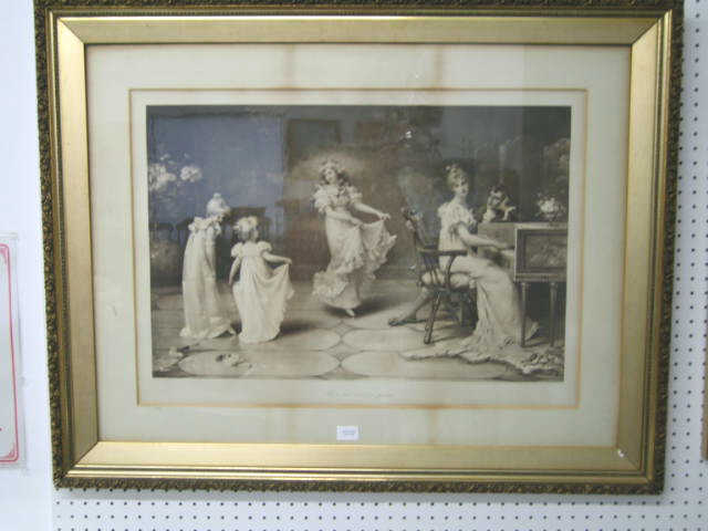 Appraisal: Victorian Engraving When the Heart is Young romantic parlor scene